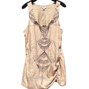 Size 10 - Blush Silk Dress w/ Art Deco Bronze Beading Embroidery + Ruching Tommy